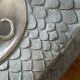 Large wooden and silver-plated fish board, 90 cm