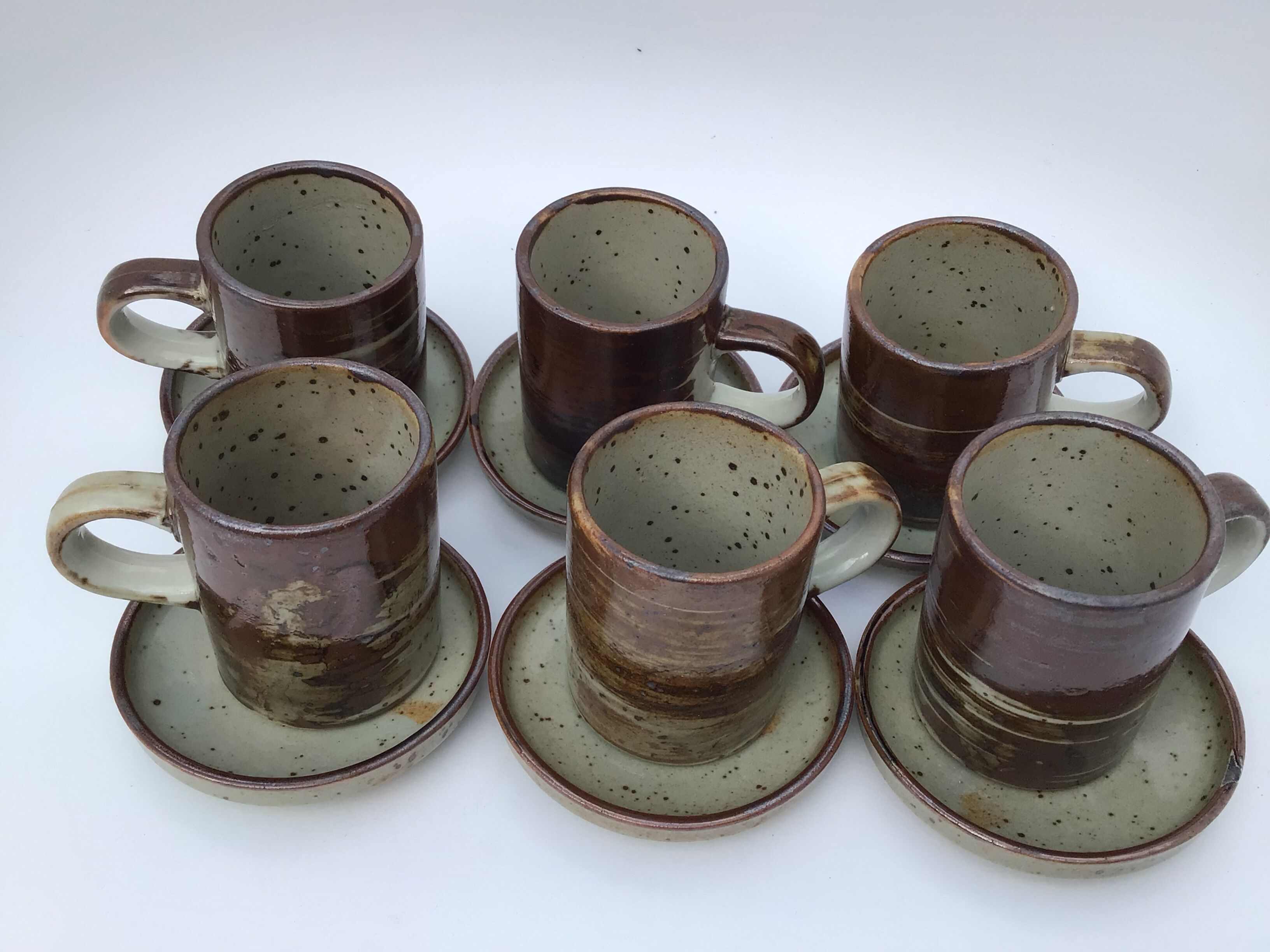 6 cups speckled sandstone espresso with undercups