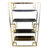 Vintage Italian brass and chrome wall unit, 1970s