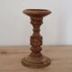 Turned and carved wooden candlestick with foliage decoration – H 20 cm