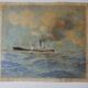 Watercolor of a liner at sea signed taboureau georges known as sandy-hook (1879-1960)