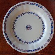 Old mounted plate, compotier in iron earthenware E. Bourgeois large deposit “Rouen XVIII”