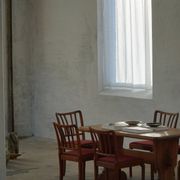 Set of 6 modern classic Danish dining chairs, oak with upholstered seats, 1950s.