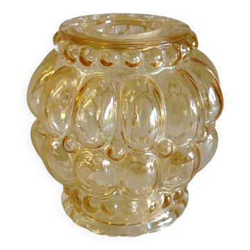 Abat-jour en verre bullé et ambré - design 70's