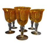 Series of six water glasses blown glass Biot XXth