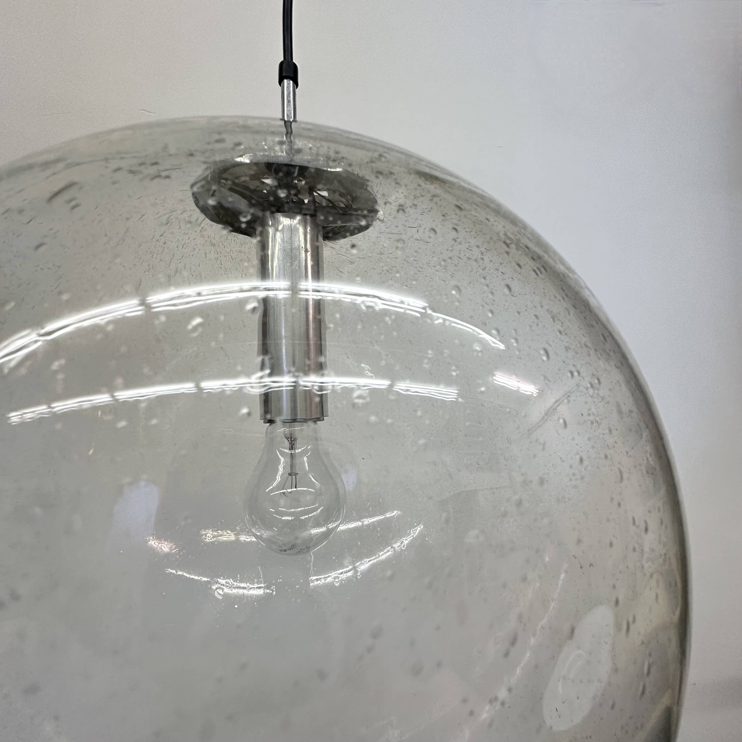 Large Limburg Glashütte hanging lamp globe 1970s Germany