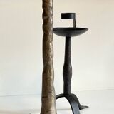 Pair of Brutalist Vintage Steel Candlesticks