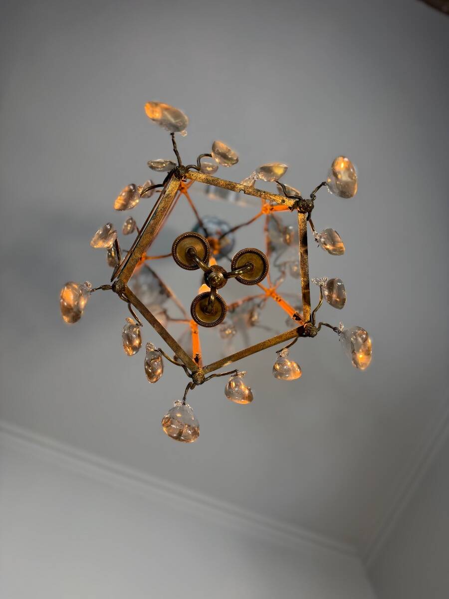 Louis XV style lantern in bronze with drop-shaped pendants, around 1900.