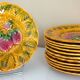 Dessert service of 12 barbotine plates, Sarreguemines, vintage