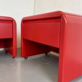 Pair of red bedside tables, 1980s
