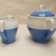 Vintage Ceranord coffee service pot coffee maker sugar bowl blue white