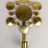 Set of 3 Wall Candle Holders in Brass "Sunburst" Holmström, Arvika, Sweden, 1960s