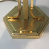 Mid-century brass table lamp with new custom lampshade.