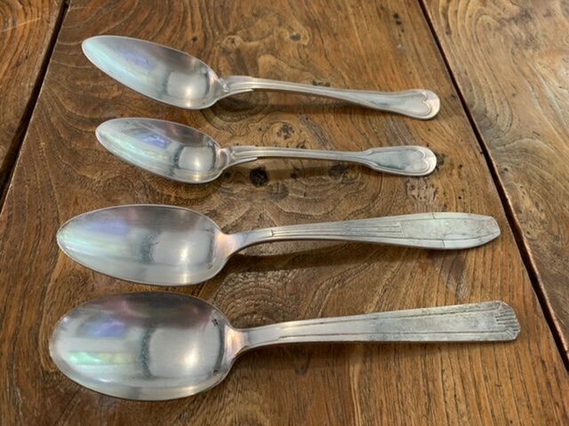 8 tablespoons in silver metal including a monogram christofle art deco