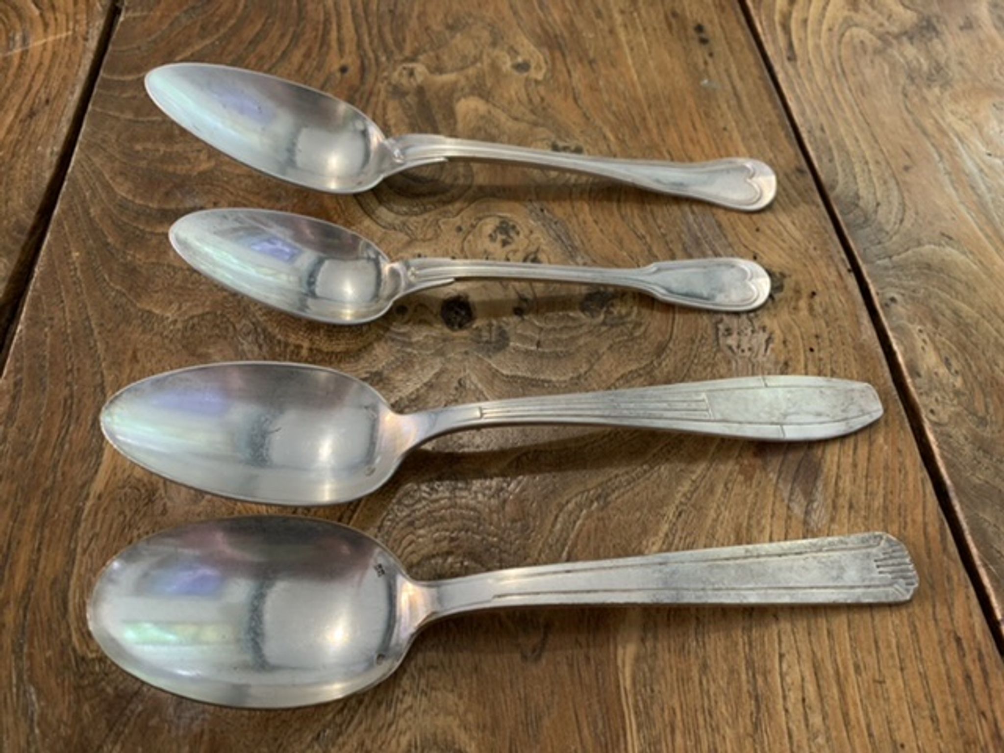8 tablespoons in silver metal including a monogram christofle art deco