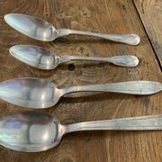 8 tablespoons in silver metal including a monogram christofle art deco