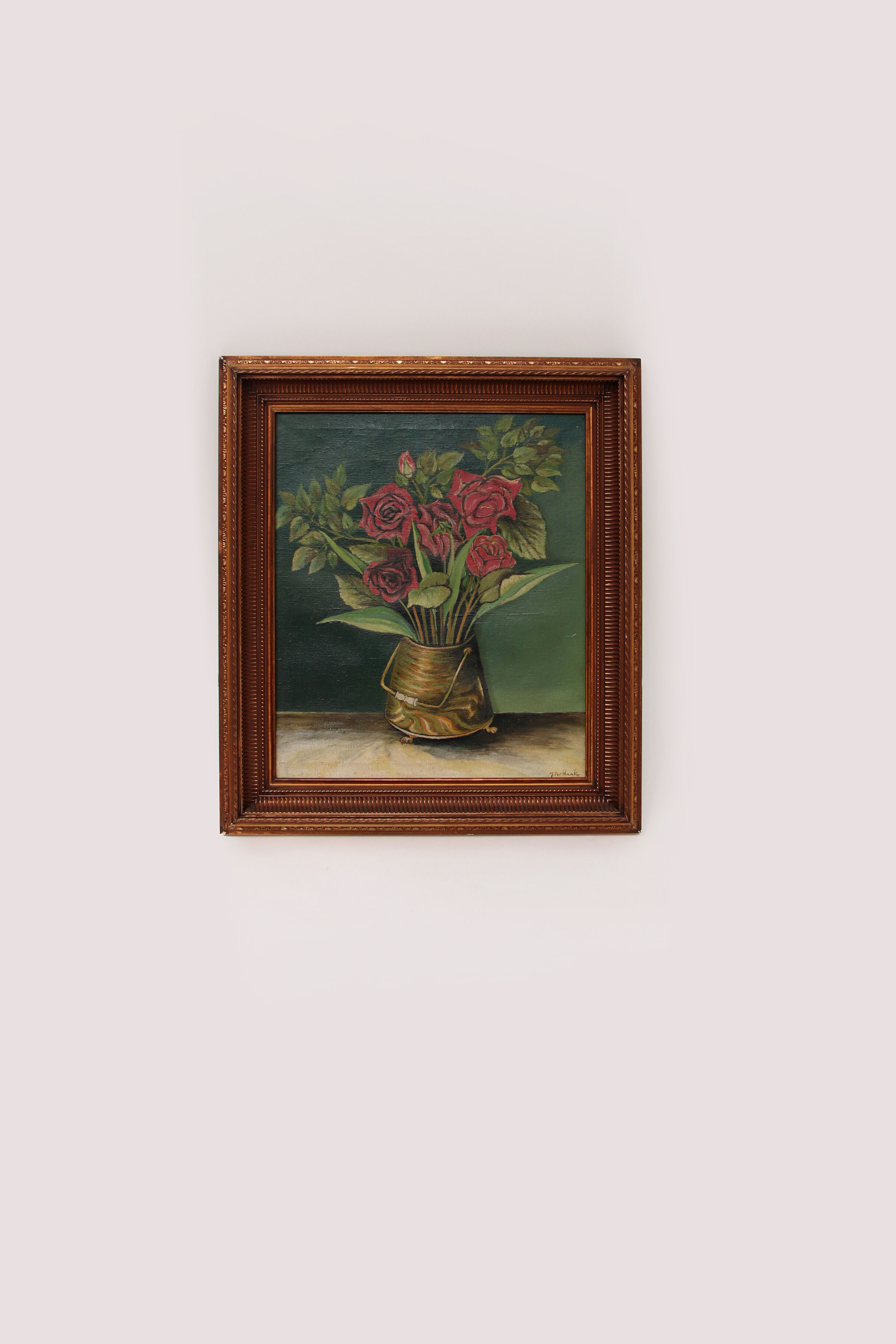 Painting still life with roses signed with J.Ter Haak,1970