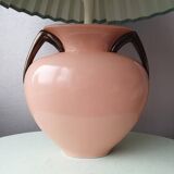 Ceramic lamp with 80s fabric lampshade