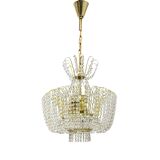 Kamenický Šenov crystal chandelier, gilded brass, 1970s, Czechoslovakia