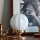 Table lamp desk brass globe opaline glass old vintage