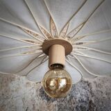 18-petal flower pendant in rattan and white linen