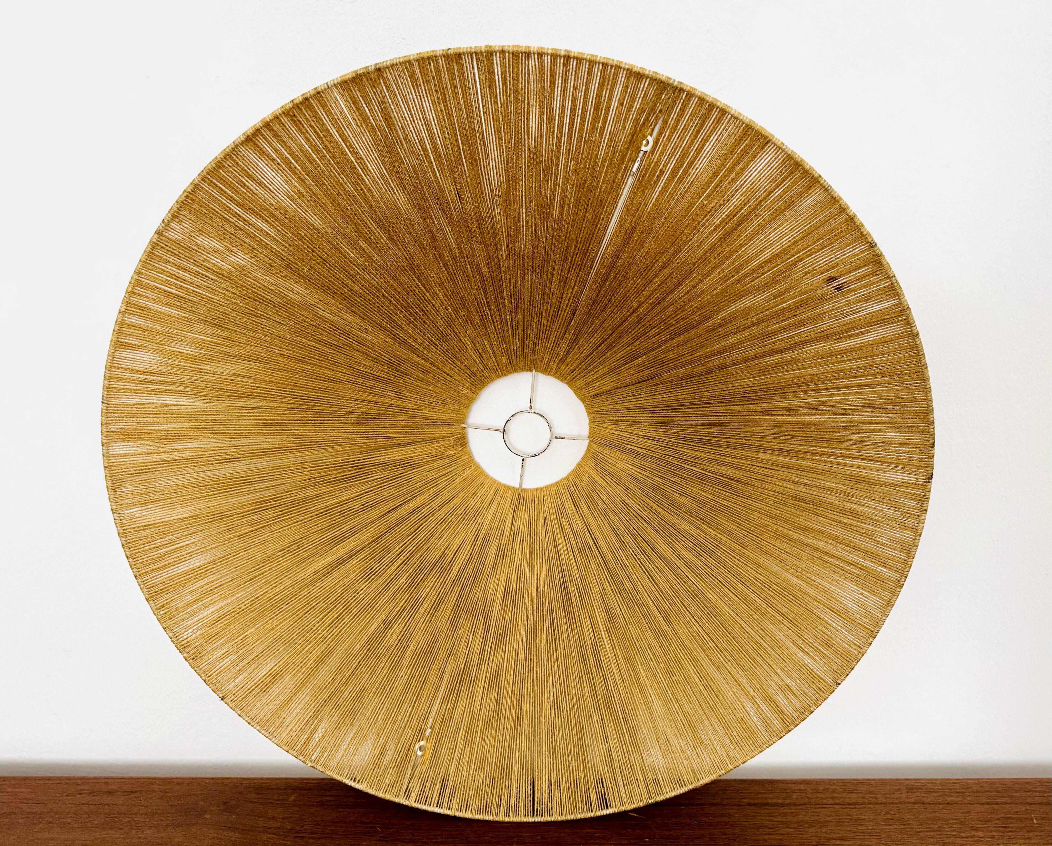 Large Sisal and Teak Pendant Lamp by Temde