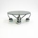 Table basse Sputnik en métal chromé et verre fumé, années 1970, Italie