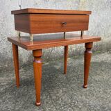 Small varnished wood nightstand, 1950s.