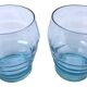 Art Deco 1930s 2 glasses Transparent turquoise blue glass