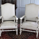 Pair of Louis XIII style armchairs from the 19th century