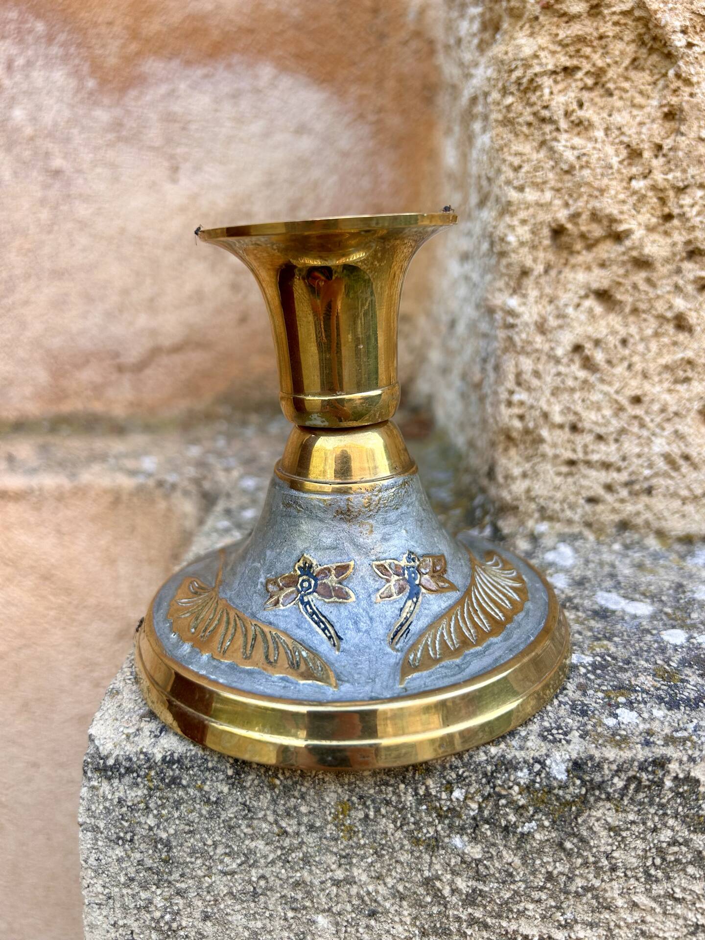 Golden brass candlestick