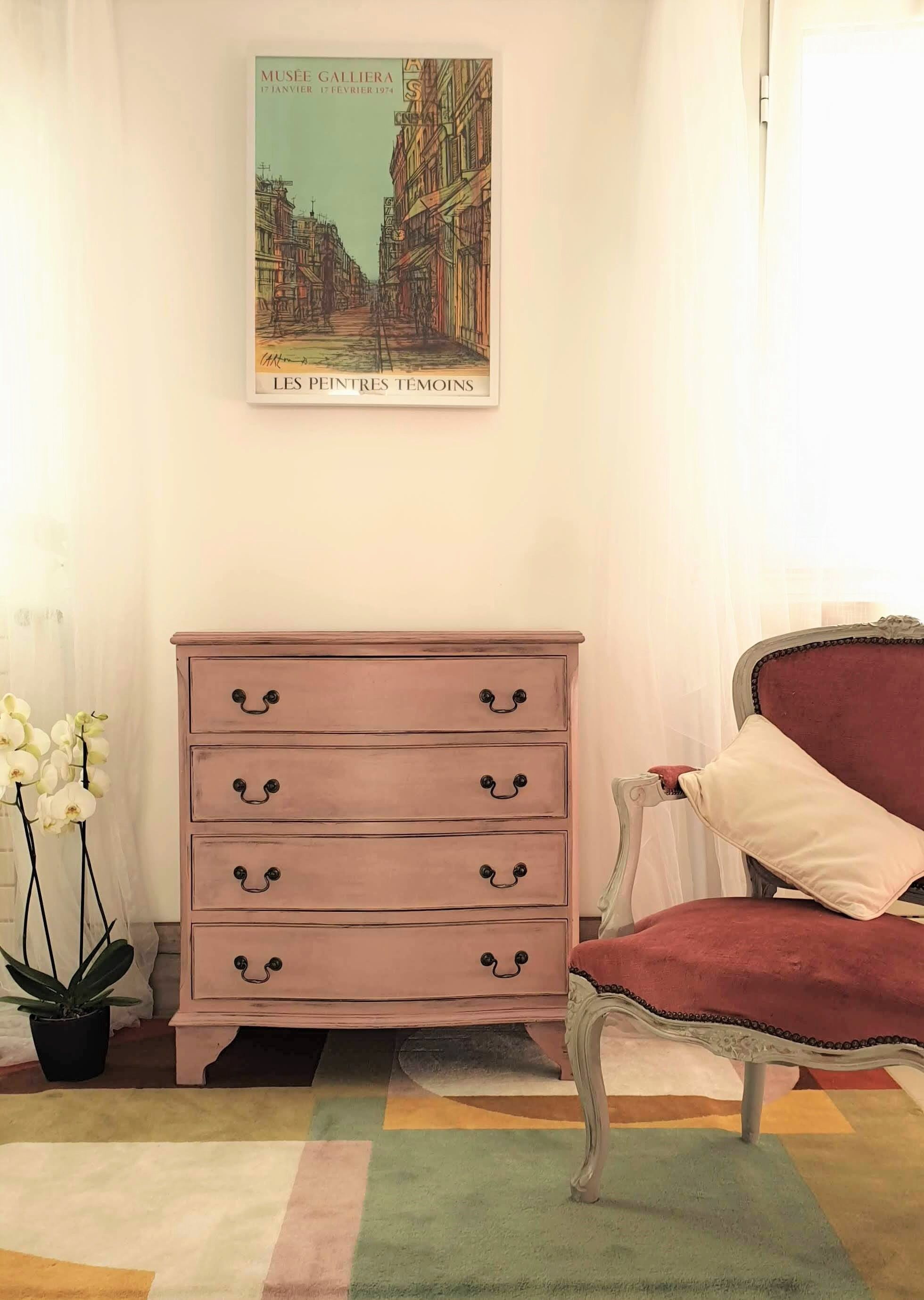 Commode anglaise rose shabby