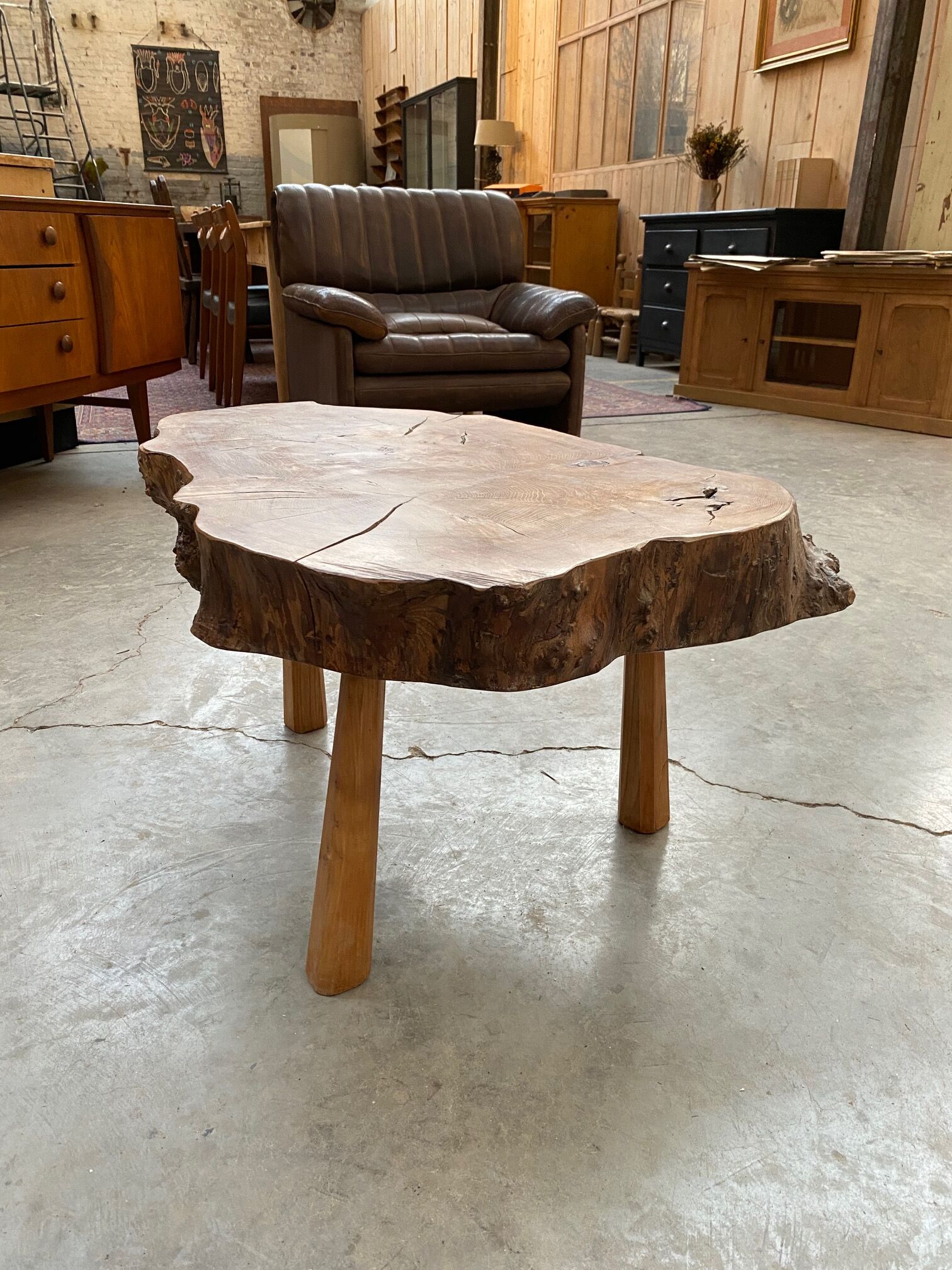 Primitive elm coffee table
