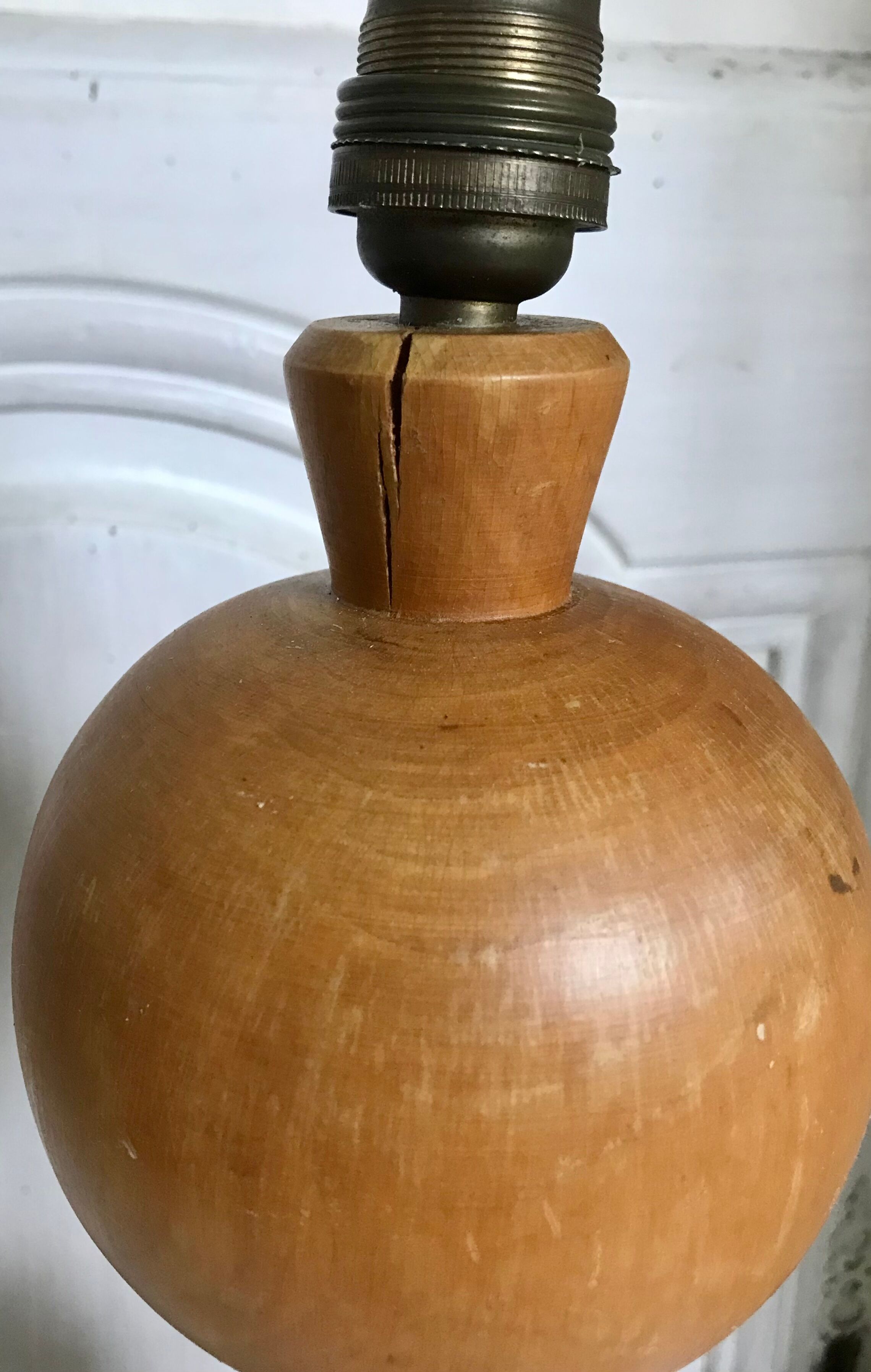 Turned wooden lamp