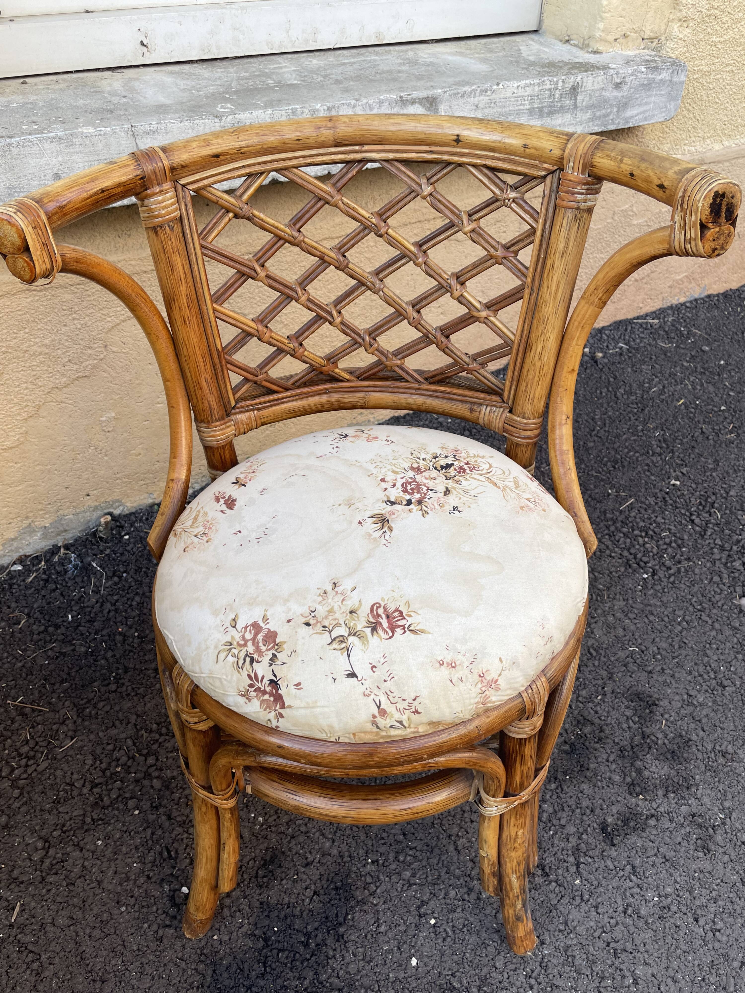 Rattan bamboo table and chairs set