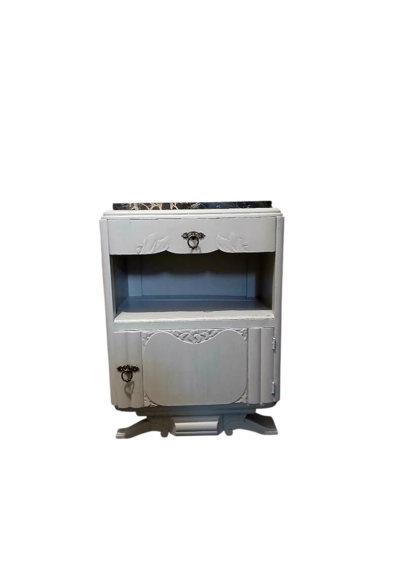 Art Deco bedside table with black marble