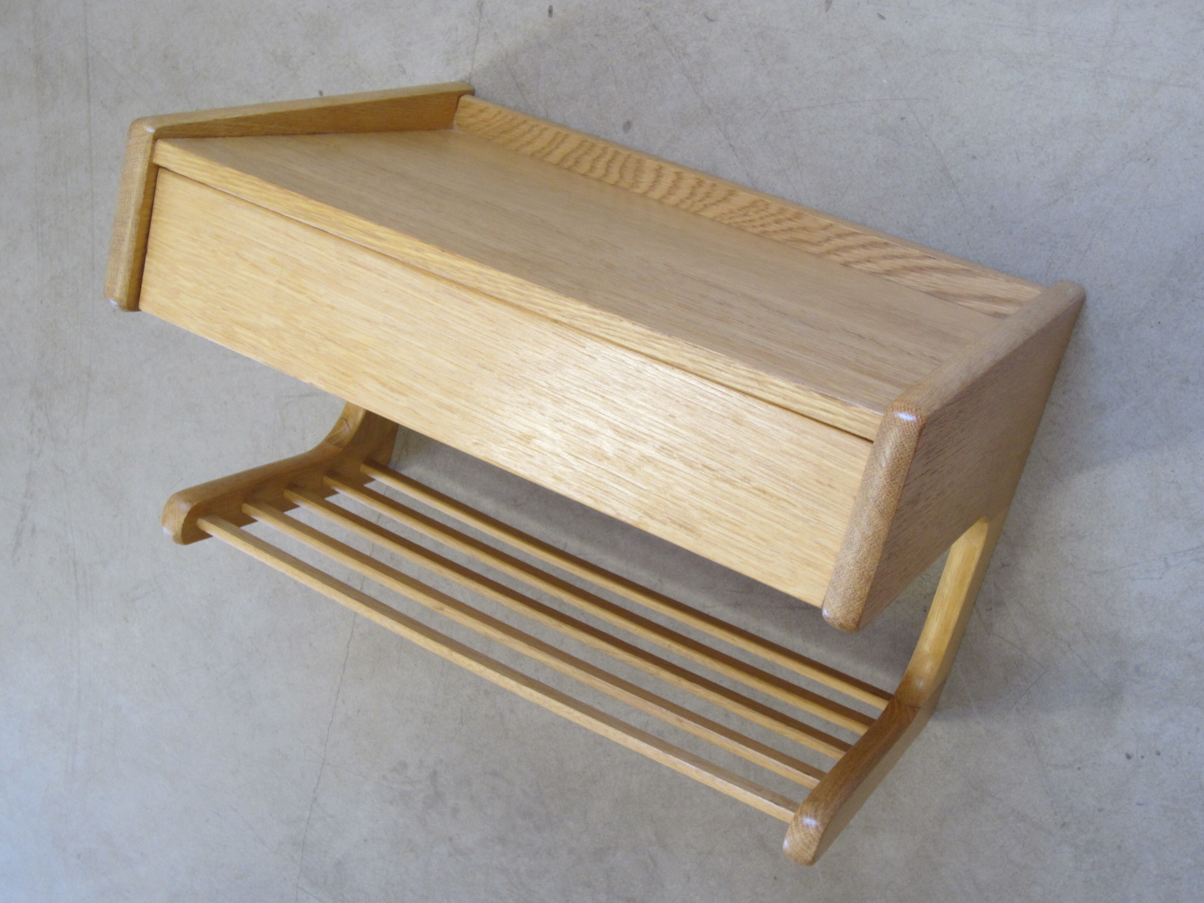 Scandinavian oak wall shelf