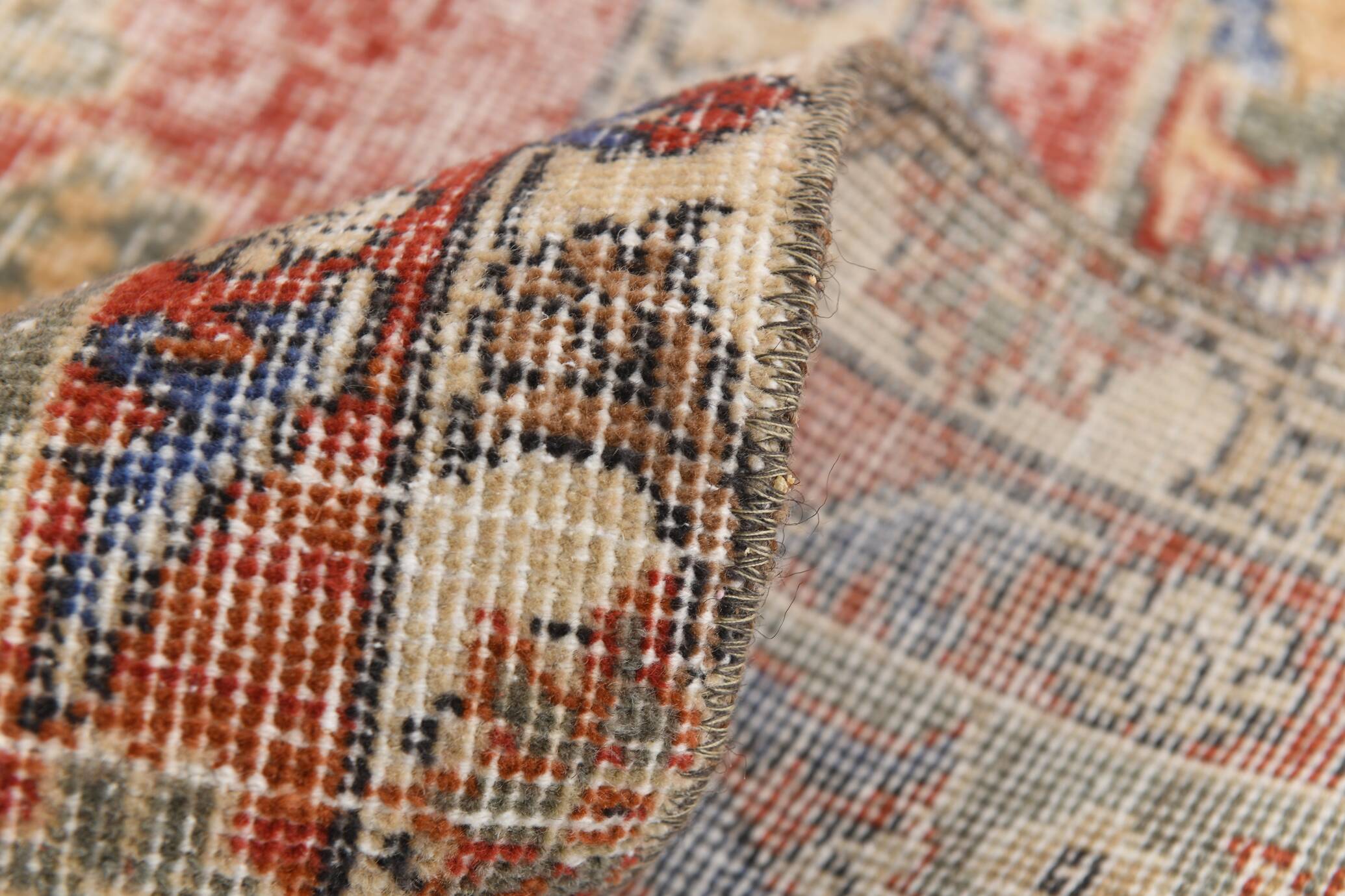 4x7 Red & Cream Vintage Area Rug 126x236Cm SK 17738