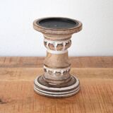 Vintage Rustic Wooden Candle Holder, Hand Carved, Country Farmhouse Style