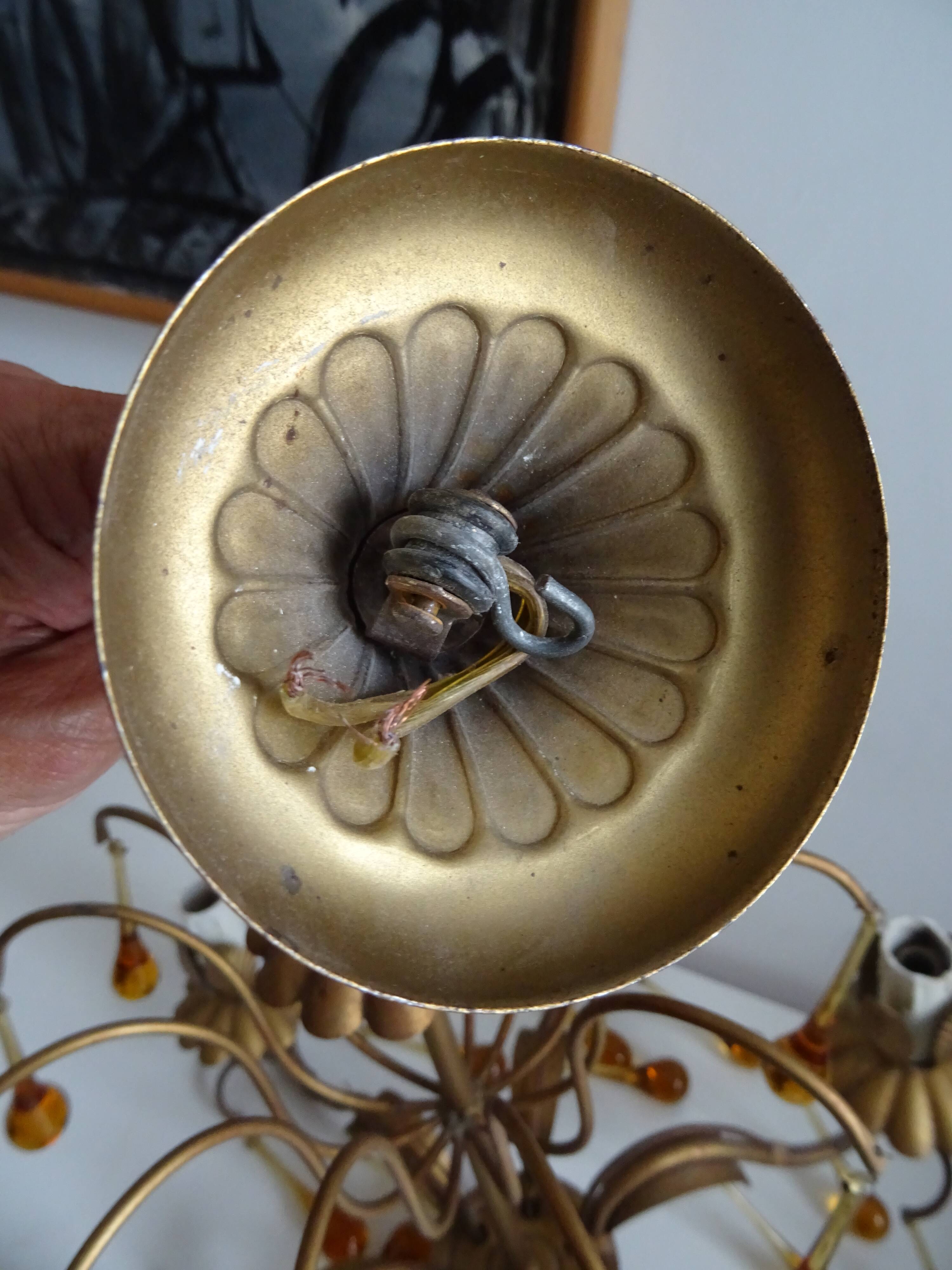 Murano glass and gilded metal drop chandelier, 1950s-1960s