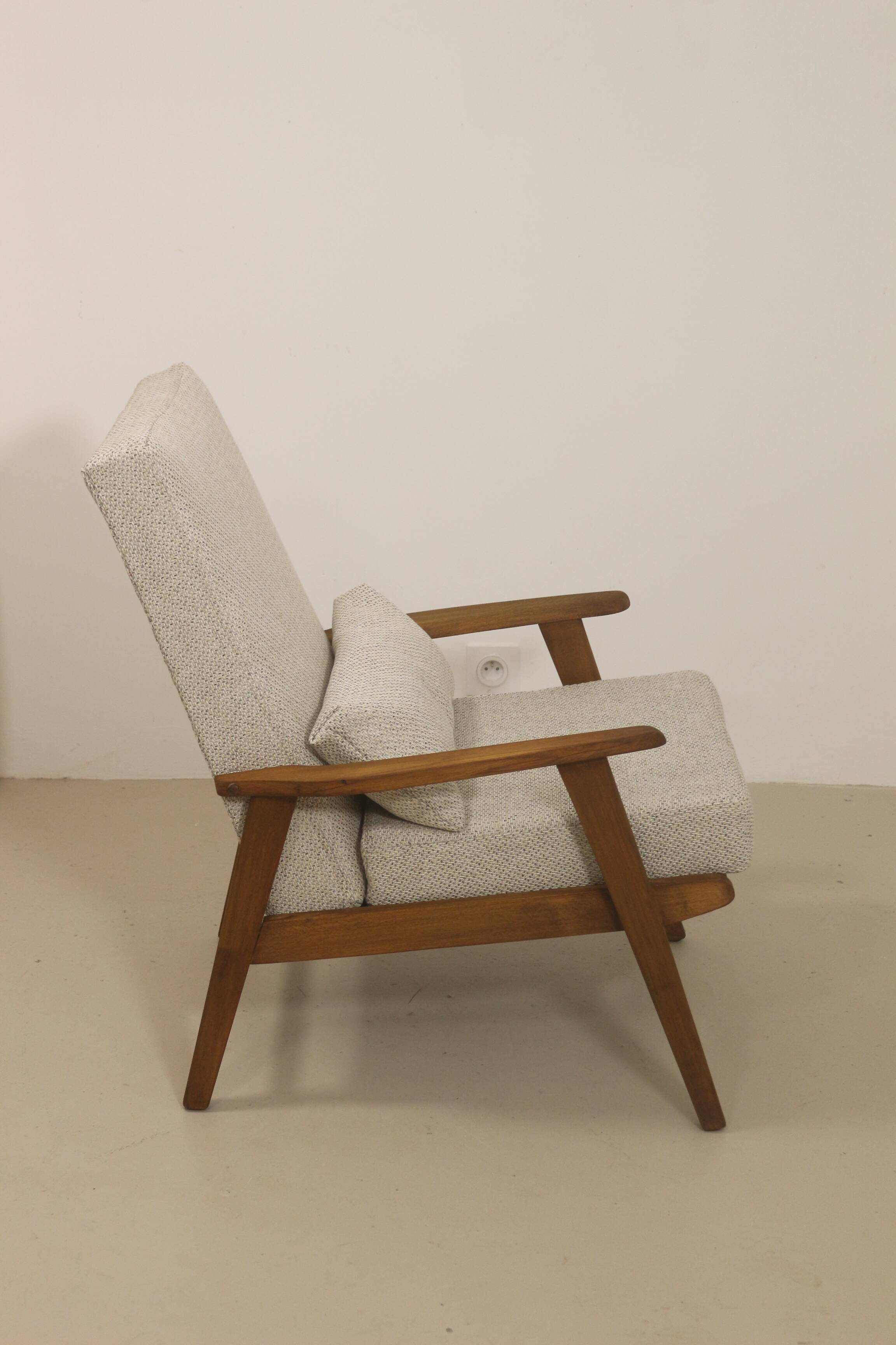 Scandinavian armchair 1960 rounded armrests