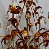6-light bronze and Bohemian crystal chandelier, early 20th century