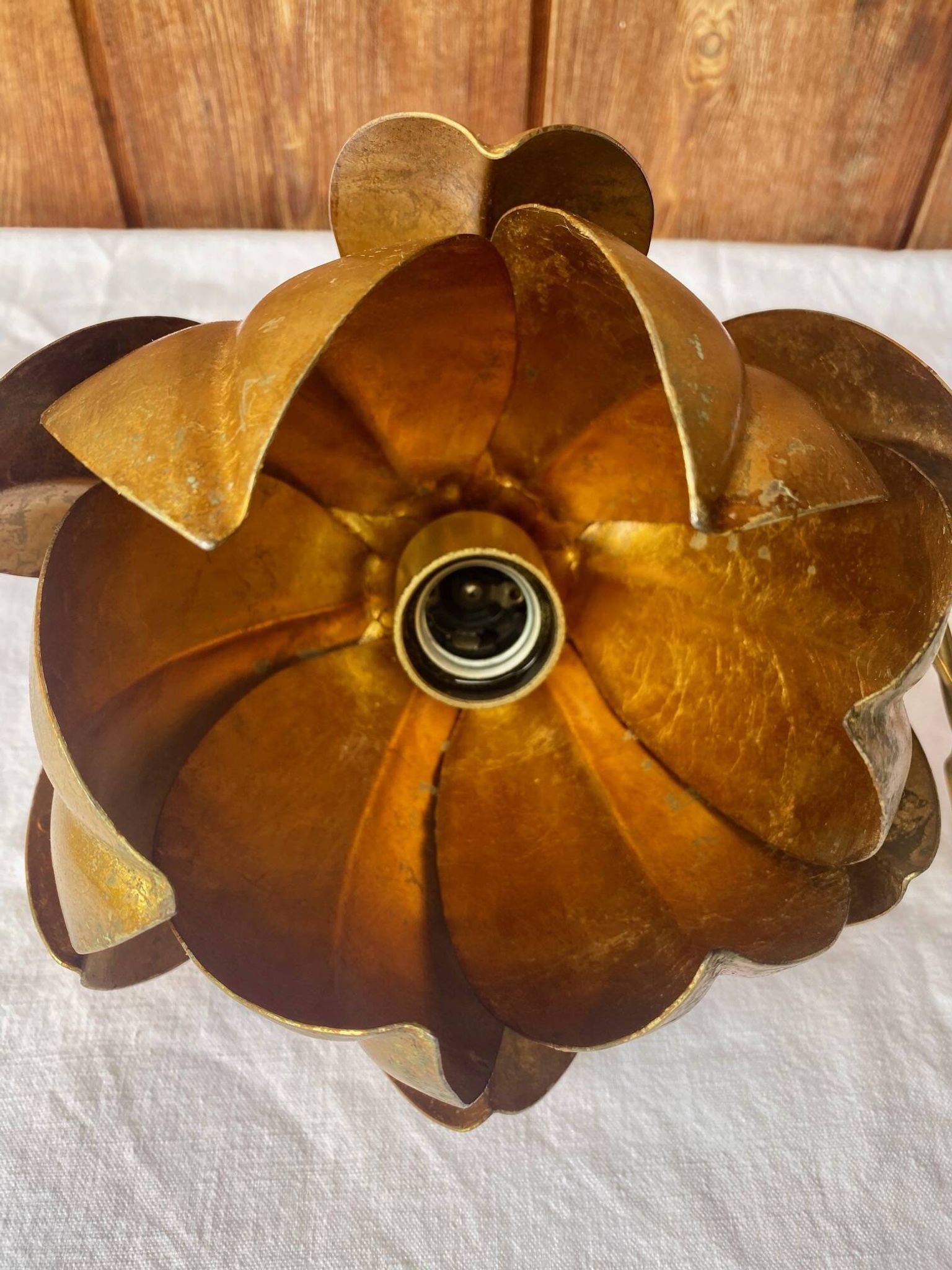 Vintage gold metal flower pendant