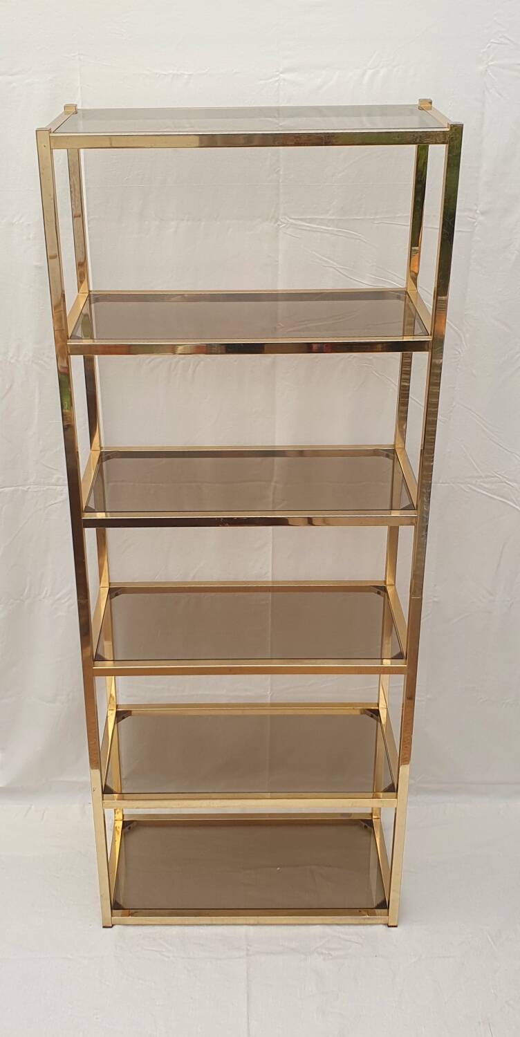 Gold and smoked glass shelf 1970