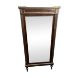 Louis XVI style display cabinet, in mahogany and mahogany veneer, with a red marble top with gallery