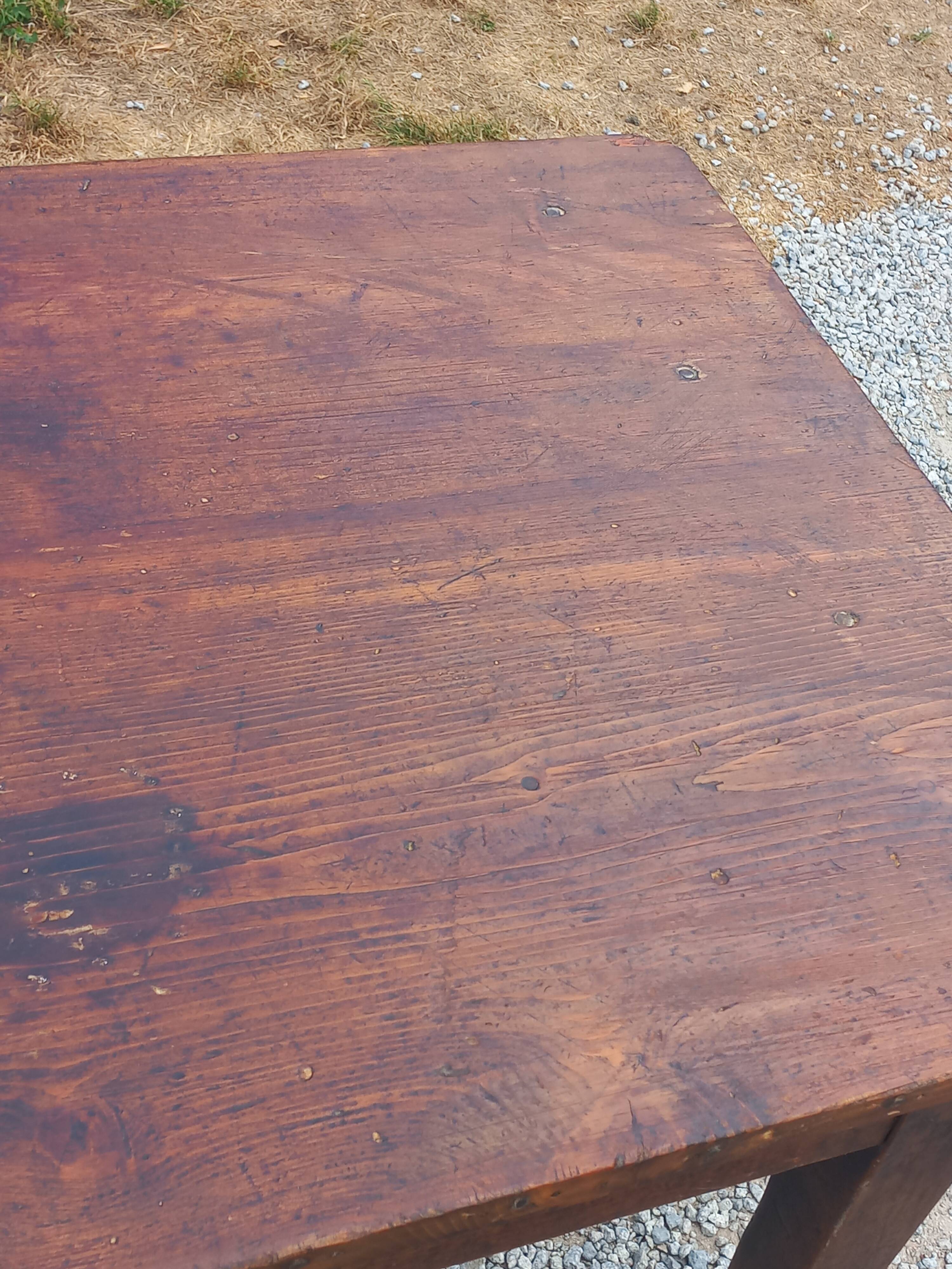 19th century farmhouse table with spindle legs, 225cm