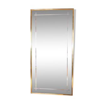 Vintage mirror engraved brass frame - 80x40cm