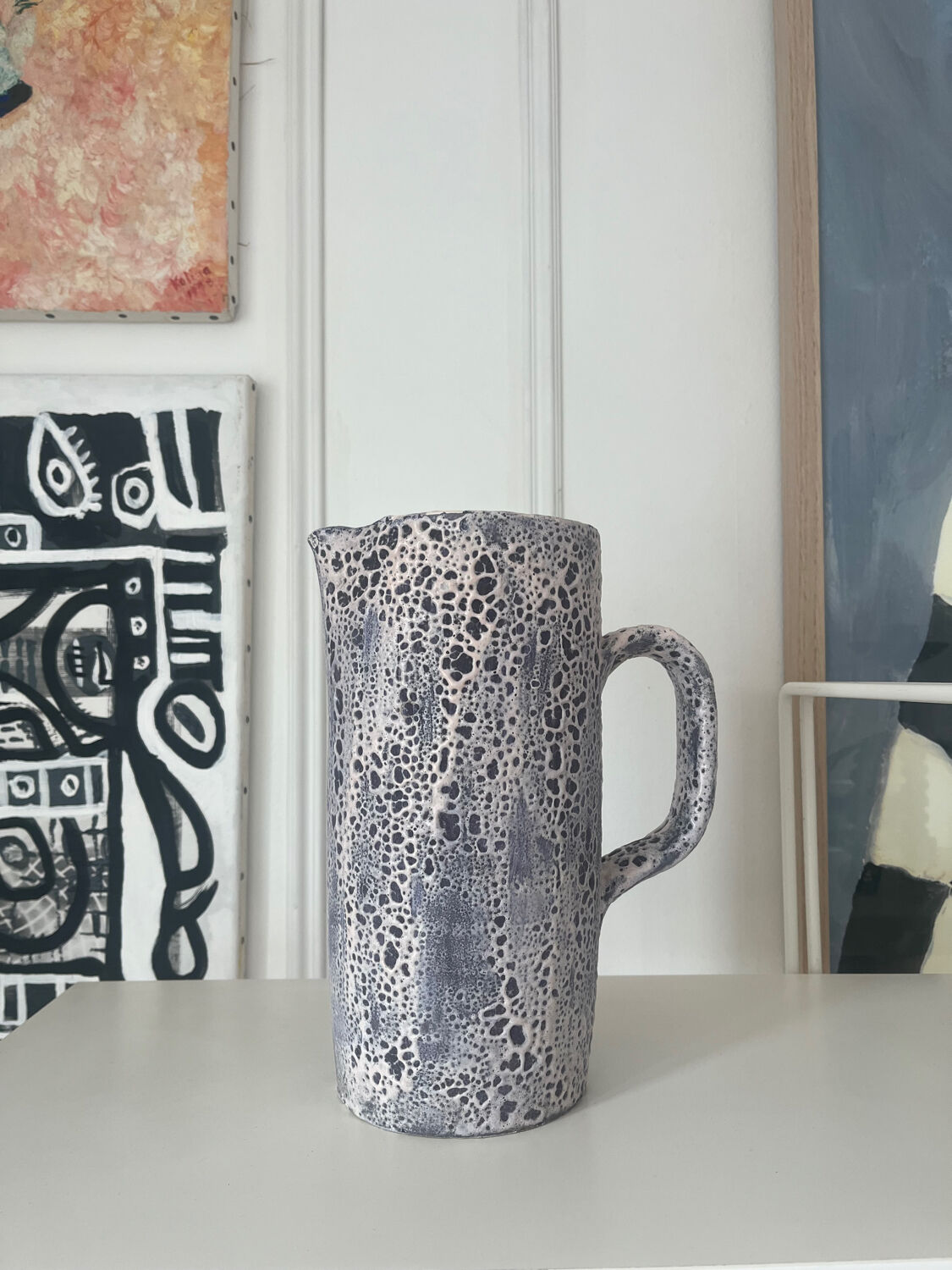 Speckled ceramic jug fat lava