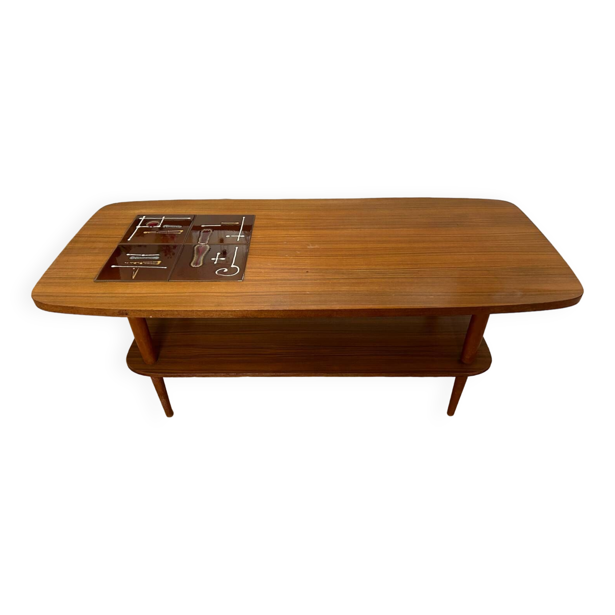 50s coffee table in wood and tiles
