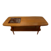 Table basse années 50 bois et carrelage